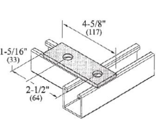 Picture of 1-5/8 Splice-Plate 2-hole Galvanized Steel 1-5/8 X 4-5/8