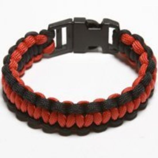 Picture of Parachute-Cord Survival Bracelet Black/Red Medium