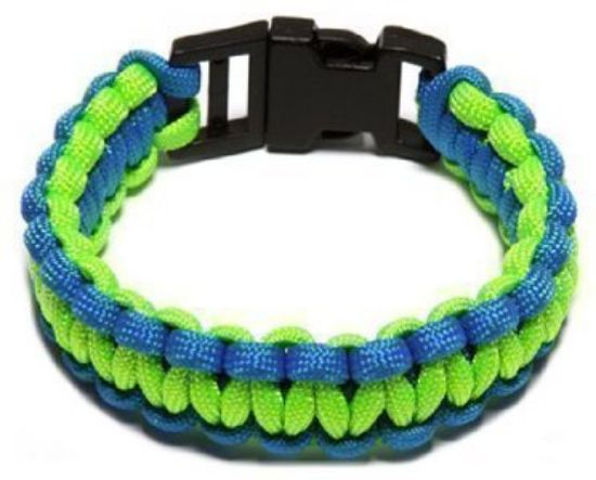 Picture of Parachute-Cord Survival Bracelet Blue/Green Medium