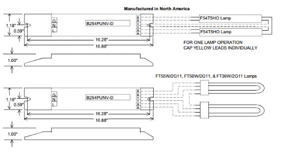 Picture of Ballast For F54t5ho 1 Or 2 Bulb