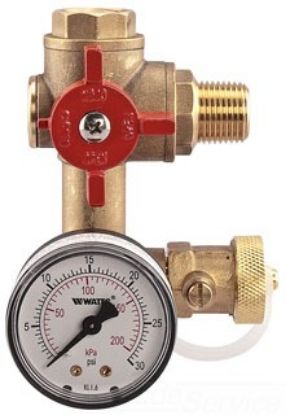 Picture of Residential Boiler Fill Fitting 1/2" Rbff 3-way Ball-valve Pressure-gauge 0-30 Psi