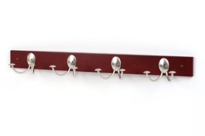 Picture of Stratford Wood Rack Walnut w/ 4 Satin-Nickel Double Hooks