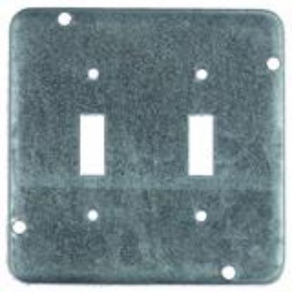 Picture of 4-11/16" Square Electrical-Box-Cover Raised 1/2" with 2 Toggle