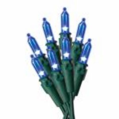 Picture of Christmas-Lights BlueTraditional Mini Bulb Green Wire