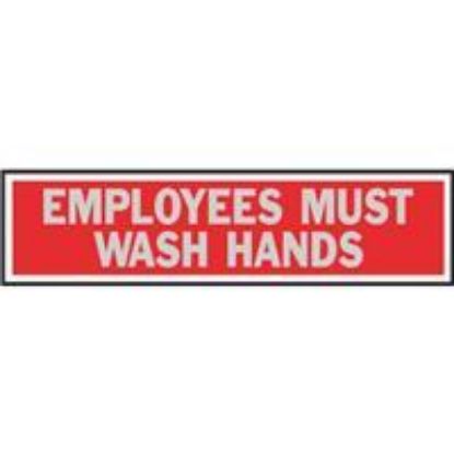 Picture of Employees Must Wash Hands Aluminum Self-Adhesive Sign