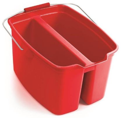 Picture of Double Pail With Handle 19 Qt Plastic Red Stainless-Steel Handle