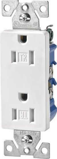 Picture of Electrical-Outlet 15-amp 125-volt Decorator Duplex-Receptacle Double-pole 3-wire Grounding White
