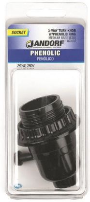 Picture of Light-Bulb-Socket 3-Way Turn-Knob With Bushing Phenolic Black