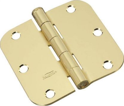 Picture of 4" Door-Hinge Loose Pin 5/8"-Radius Polished Brass