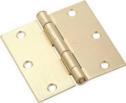 Picture of Door-Hinge Steel Satin-Brass Square Corners Loos Pin 3"