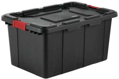 Picture of Industrial Tote 27-gallon Black Body Red Latches