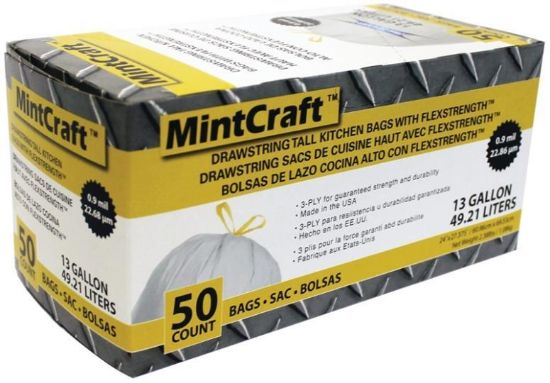 Picture of Trash-Bag Tall Flexible Kitchen With Draw-string 13-gallon 50-count