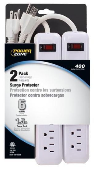 Picture of Power-Strip Surge-Protector 6-outlet 1.5-foot White