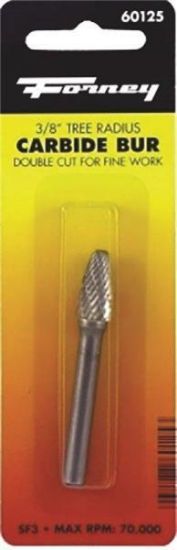 Picture of 3/8" Tree-Shaped Radius Burr-Bit Tungsten-Carbide 1/4"-Shank 70 K Max Rpm