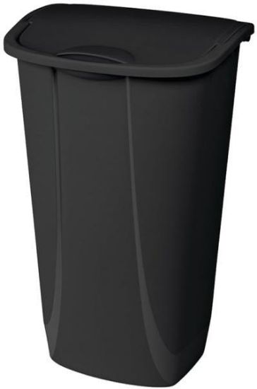Picture of 11 Gallon 42 L Waste-basket Plastic Swing-top Black 15-3/4 X 12-3/8 X 25