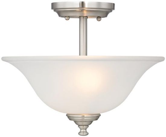 Picture of 2 Lamp Light-Fixture Semi-Flush-Mount Ceiling-Fixture Frosted-Glass Brushed-Nickel