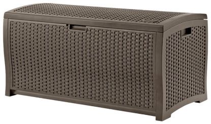 Picture of Deck Box Resin Wicker 77 Gallon Brown