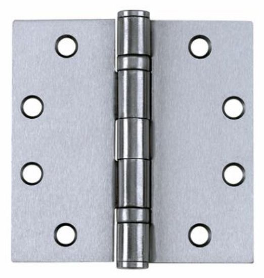 Picture of 4" X 4" Satin Stainless-Steel 32D-Finish Ball-Bearing Door-Hinge With Square Corners Removable-Pin S...