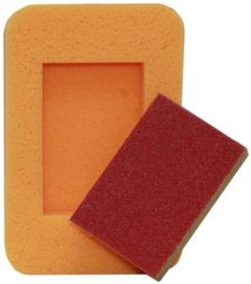 Picture of Sp Hugger Drywall Sanding-Sponge 4 Inch-Long X 2-5/8 In W X 1" Thick 60/100 Grit Yellow/red