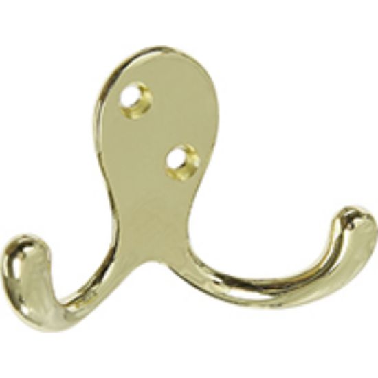 Picture of Robe-hook Double Pronged Zinc Polished Brass