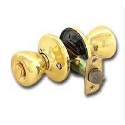 Picture of Keyed-entry Door-lock Knob-handle 1-3/8 To 1-3/4 In Thick Door Polished Brass