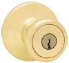 Picture of Keyed-entry Door-lock Knob-handle 1-3/8 To 1-3/4 In Thick Door Polished Brass