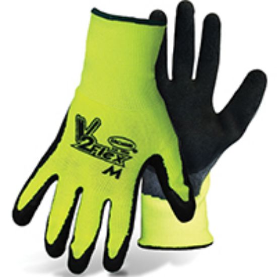 Picture of String-knit-glove Polyester High-vis Yellow Latex-dipped Black Extra-large