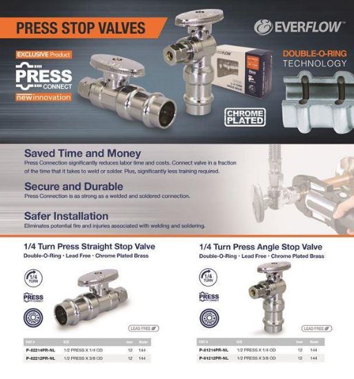 Picture of Copper Press-fit Supply-Stop Straight Brass Lead-free Chrome-plate P X Cmp 1/2" X 3/8"