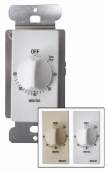 Picture of Indoor In-wall Spring Wound Timer, 60 Min, White & Almond, 20a/2500w