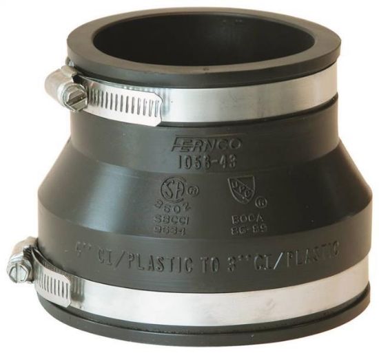 Picture of Schedule-40 Rubber-fitting Coupling Flexible Steel/pvc/cast-iron 4" X 3"