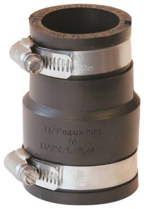 Picture of Schedule-40 Rubber-fitting Coupling Flexible Steel/pvc/cast-iron 1-1/2" X 1-1/4"