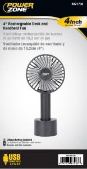 Picture of Hand-Held Rechargeable Desk And Fan 4"black
