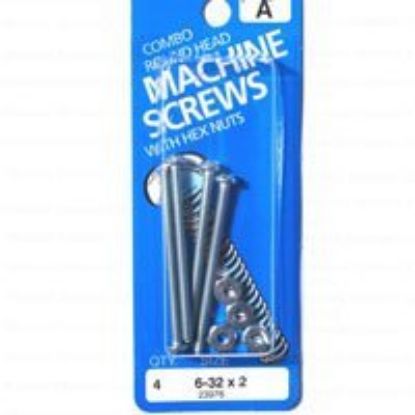 Picture of Machine-Screw With-Nuts Zinc-Plated Round-Head Combo-Drive #6-32 x 2"
