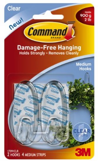 Picture of Adhesive-Mount Hooks Clear with Clear Strips