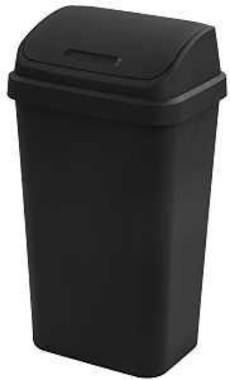 Picture of Waste-basket Swing-top Plastic Black 13-gal