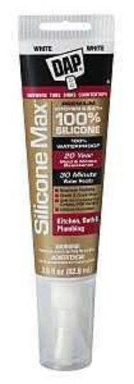 Picture of Dap Silicone Max 08795 Kitchen And Bath Sealant, Gloss White, 24 Hr Curing, -35 To 140 Deg F, 2.8 Fl...