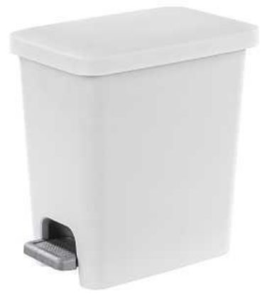 Picture of Waste-basket Rectangular Step-Open Plastic White 2.7-gal