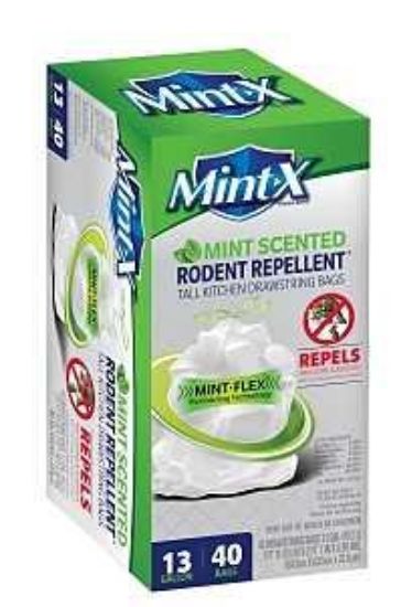 Picture of Trash-bags Plastic White Rodent-repellant Drawstring 13-gal