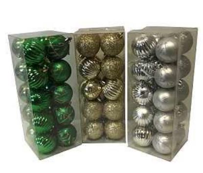Picture of Christmas-Ornament Ball-Ornament Shatterproof Decorative 50 Mm L Assorted