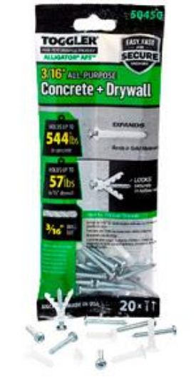 Picture of 20 Af5 Anchors With Flange & 6 #8 X 1-1/4" Screws In Bag 3/16" Drill Size