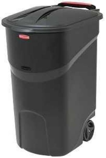 Picture of Waste-receptacle Wheeled With Hinged Lid Plastic Black