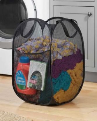 Picture of Clothes-Hamper Pop-up Mesh Black 14" X 14" X 23.5"