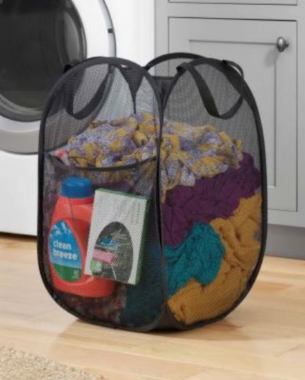 Picture of Clothes-Hamper Pop-up Mesh Black 14" X 14" X 23.5"