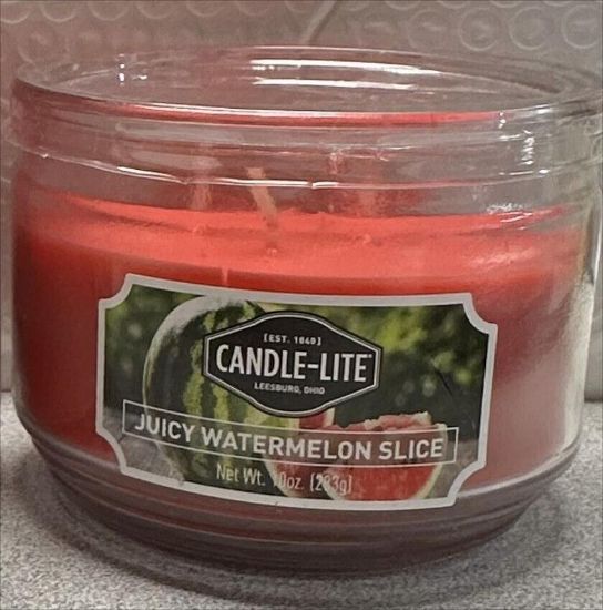 Picture of Jar-Candle Scented 3-wick Juicy Watermelon Slice Candle ,10 Oz ,red