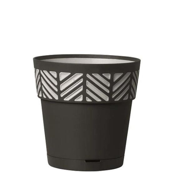 Picture of Mosaic Plastic Pot, Anthracite/white, 7.5"
