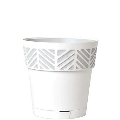 Picture of Mosaic Plastic Pot, White/grey, 11.4"