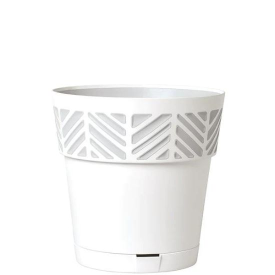 Picture of Mosaic Plastic Pot, White/grey, 11.4"