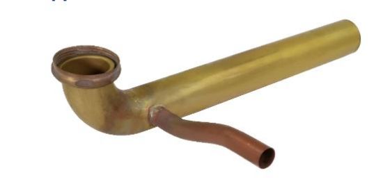Picture of Tubular Brass Waste-bend Direct-connect Dishwasher Inlet Left 1/2"-copper 20-gauge 1-1/2"-od X 12"