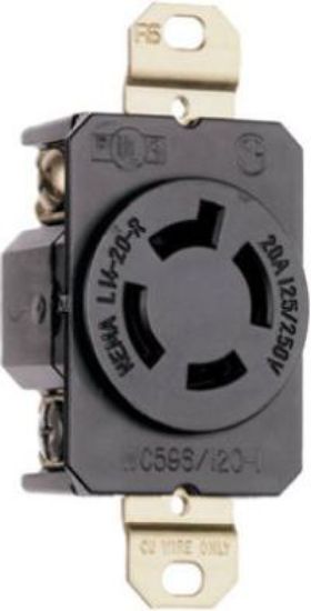 Picture of Flush Receptacle Twist-lock 20-amp 125/250-volt 3-pole Nema L-1420r