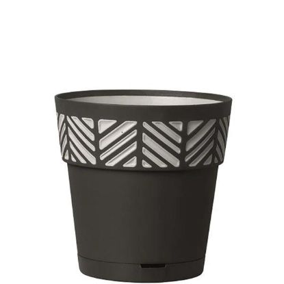 Picture of Mosaic Plastic Pot, Anthracite/white, 11.4"